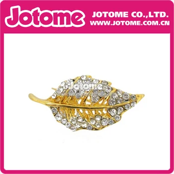 

100pcs/lot 2016 Hotsale Golden Crystal Leaf Brooch Pin Fashion Women Jewelry