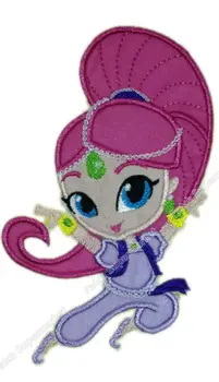 

6" shimmer and shine cartoon girl iron on patch large felt applique for girls dress clothing Movie TV Costume Embroidered Emblem