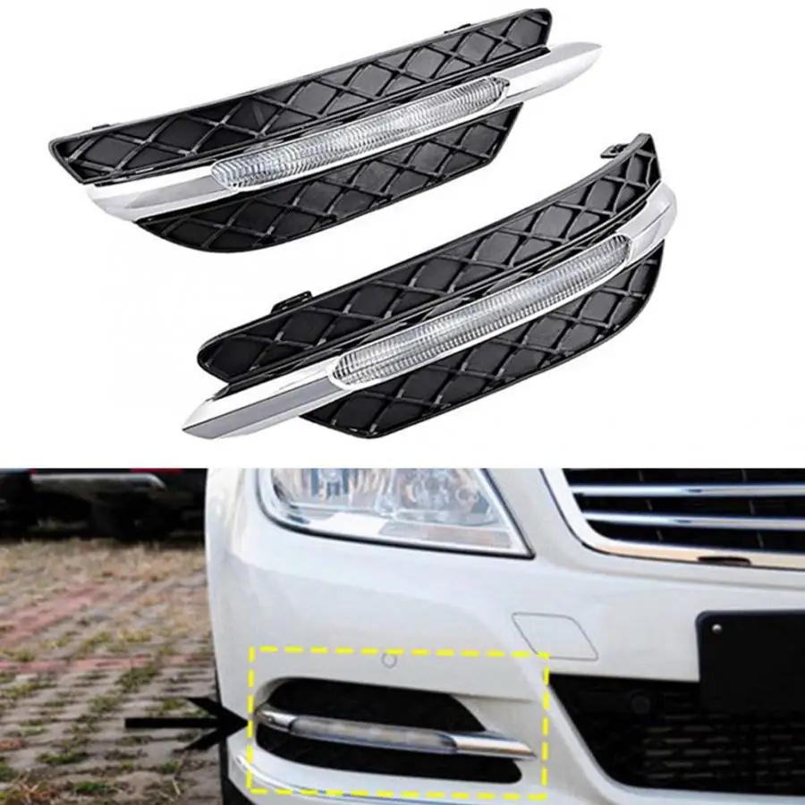 

2 pcs LED DRL Fog Lamp Light Daytime Running Light for Mercedes Benz W204 Class C 2011 2012 2013 2048803224 2048803324