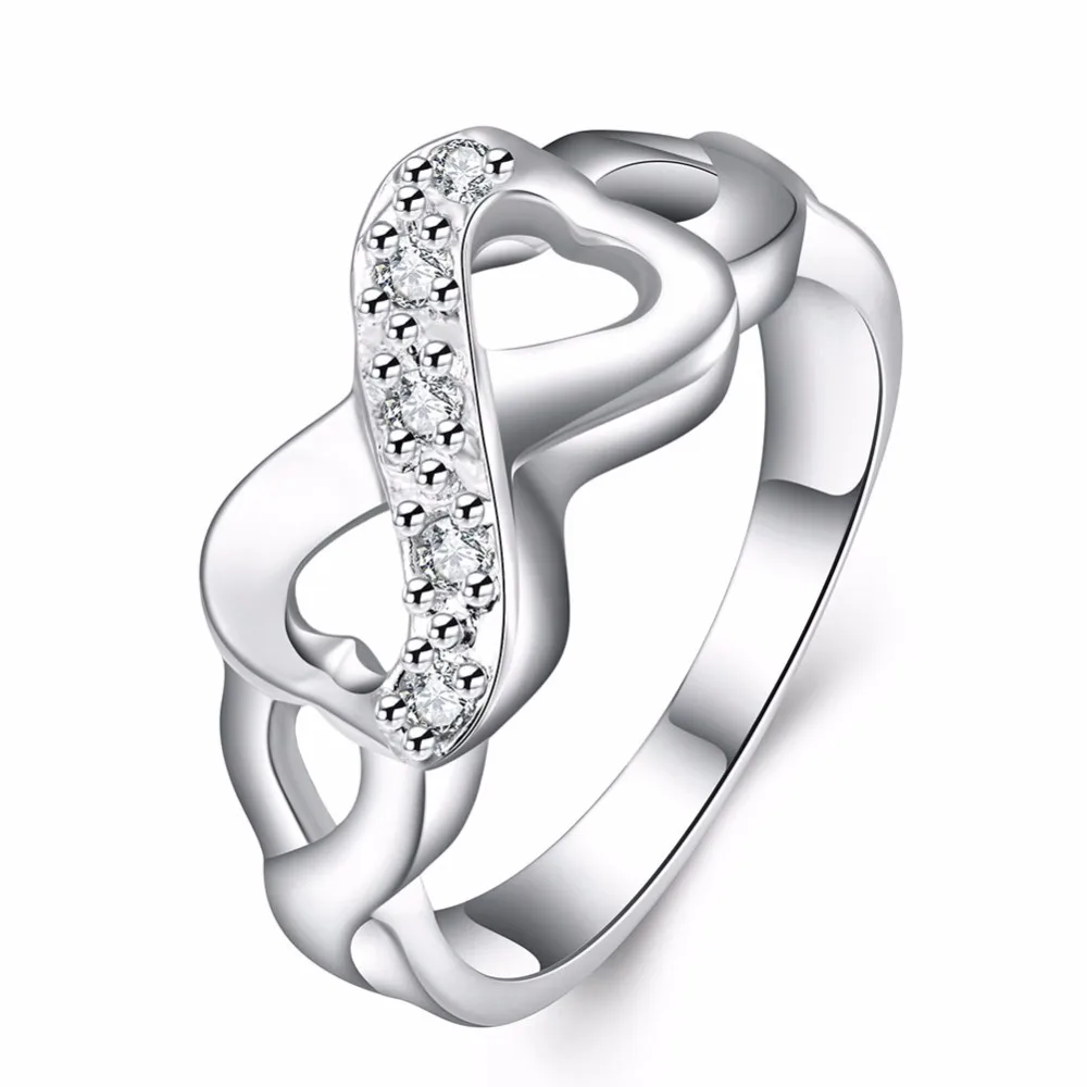 Wholesale Bow Zircon Ring Inlaid Stone Infinity Rings Fashion Silver Plated Jewelry Beautiful Gifts for Ladies Cheap | Украшения и