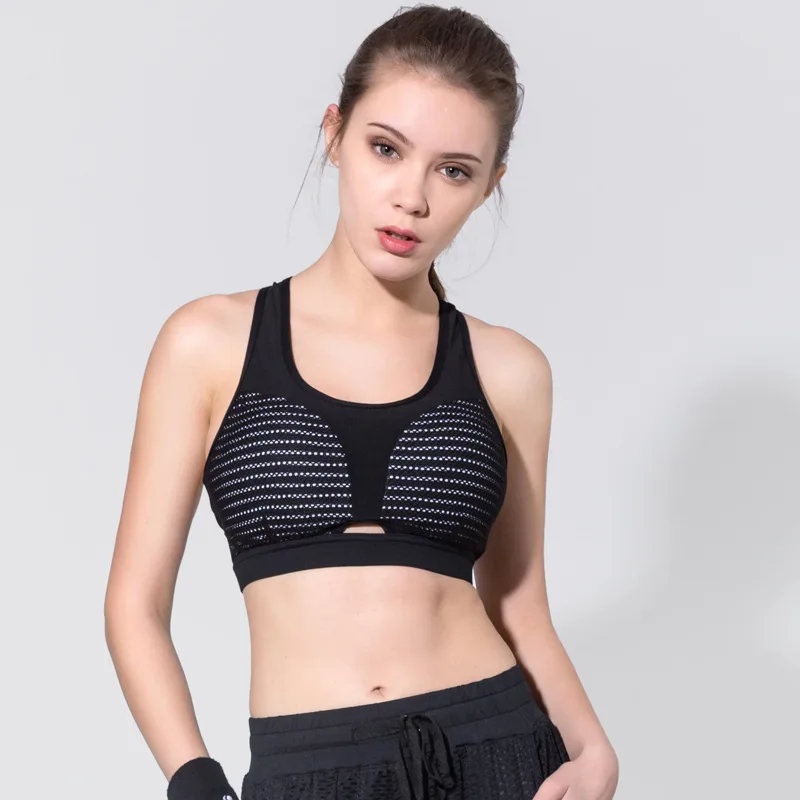 Women Padded Yoga Shirt Fitness Yoga Sports Vest Bra Running Gym Straps Tops Seamless Shirts