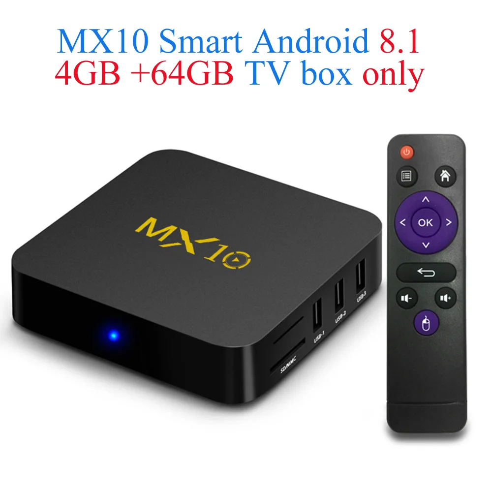 Docooler MX10 WiFi ТВ приставка 4K приставка RK3328 Android 9,0 USB3.0 32GB64GB Смарт ТВ приставка HD медиаплеер для Smart Android tv - Цвет: Only 4G 64G TV Box