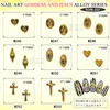 10 pièces/lot 3D or alliage jésus coeur croix déesse série ongles métal breloques fleur Rose Nail Art décoration bijoux ► Photo 1/6
