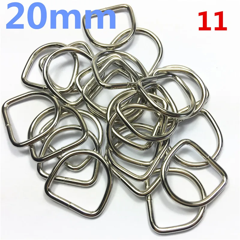 11   20mm silver Dee Rings for NonWelded D ring Non-Welded Nickel Plated D-Rings Webbing Strapping Bags Garment Accessories Buckle