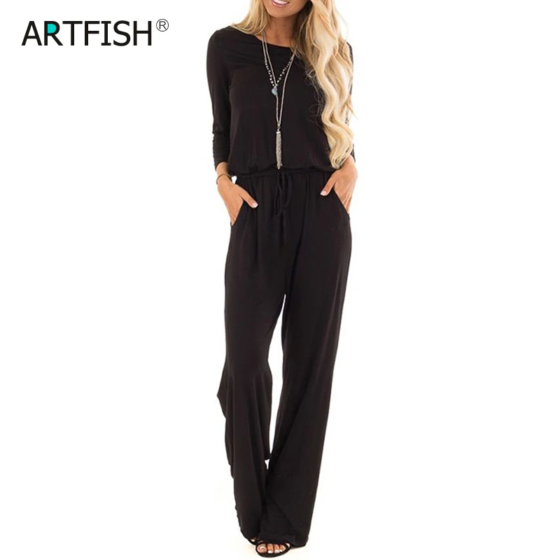 

Plus Size 2019 Autumn Women Long Sleeve Jumpsuits Solid Wine Leg Pants Overalls Women Loose Casual Jumpers Rompers Pockts GV568