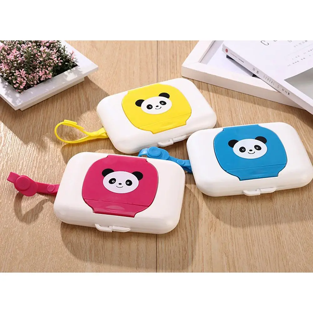 

1 Pcs Cute Panda Design Portable Rope Lid Wet Napkins Tissue Box For Baby