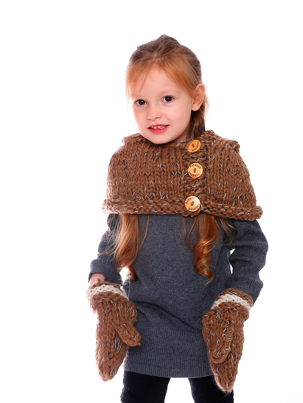 Cute cartoon children's handmade crochet hat elk knit hat warm scarf gloves hat elk cape cap
