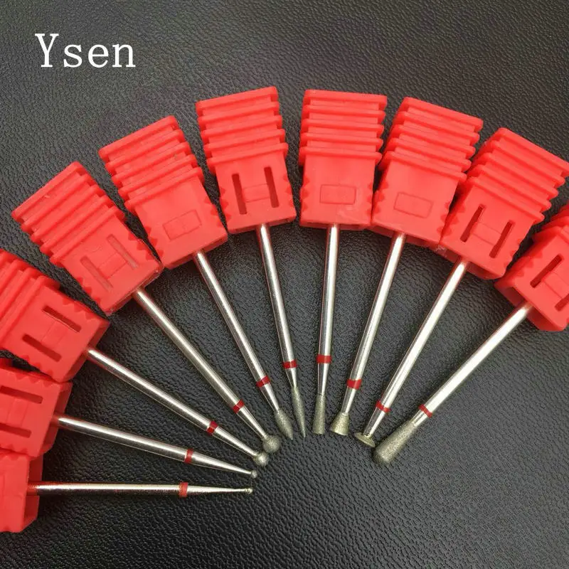 

10 type red diamond nail file bit burr milling cutter manicure electric nail drill nail accessories
