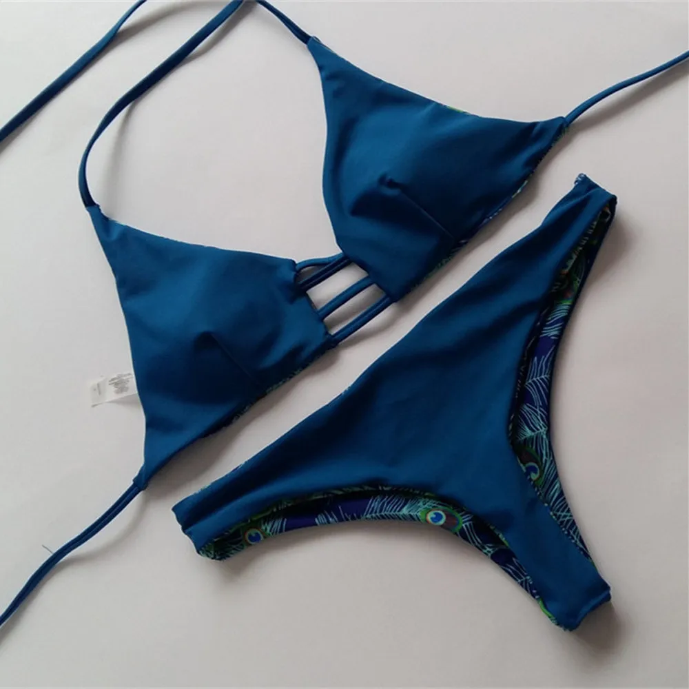 2018 Hot sling bikini solid color women swimwear bikini set swimsuit Very cheeky brazilian bottom Maillot De Bain Bikini
