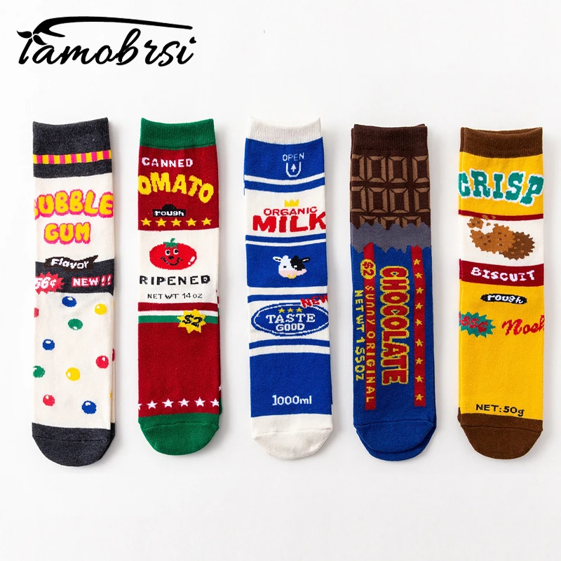 2018 Milk Chocolate Japanese Trend Biscuits Tomato Food Short Socks Women Female Men Personality Long Cotton Funny Tube Socks