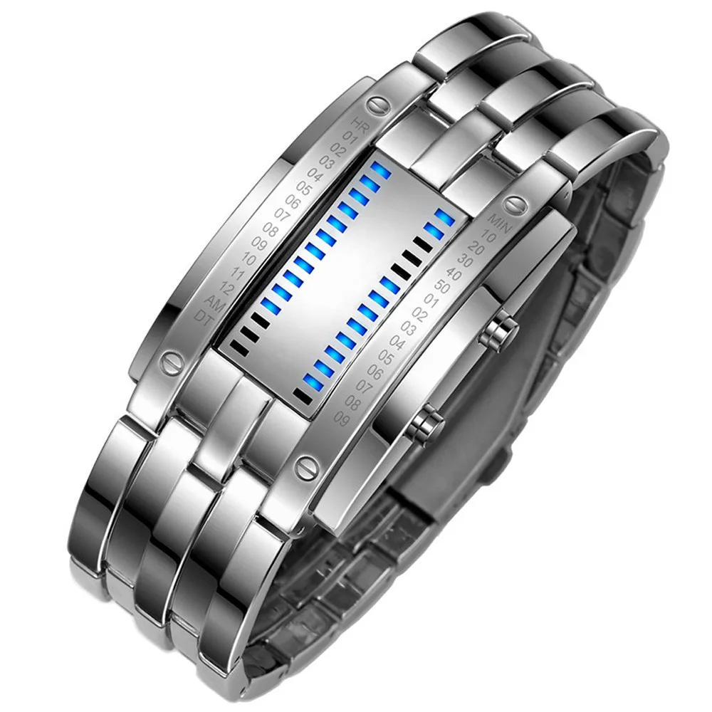 

Cool Men Sport Watche Fashion Technology Binary Watch Men's Black Alloy Strap Best Selling Digital LED Relogio Masculino New *E