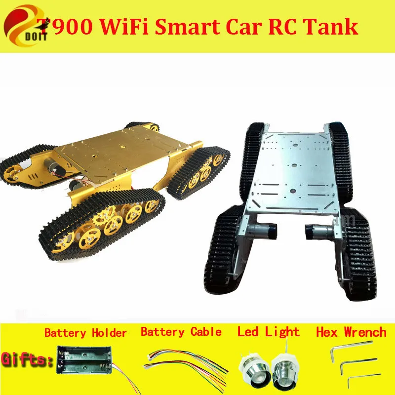 

T900 4WD Metal Wall-E Tank Chassis Tracks Caterpillar Chassis 4 Motor Driven DIY Robot Car Chassis RC Toy Crawler Chain Kit
