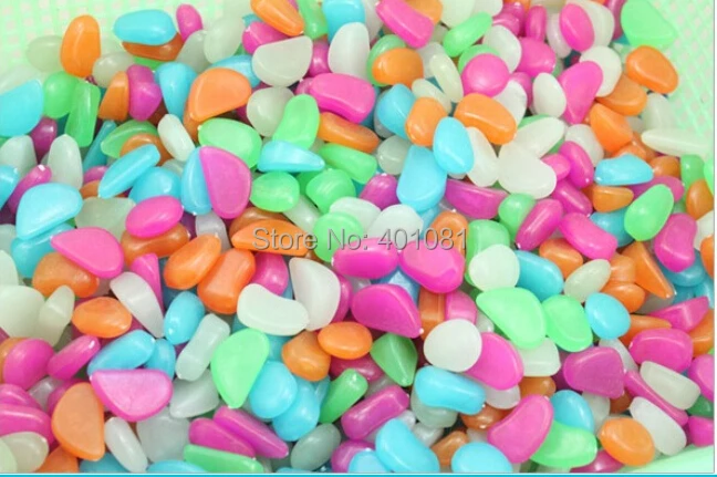 

100 pcs/pack Man-made Glow in the Dark Fluorescent Pebbles Stones Garden Walkway , 100packs/lot