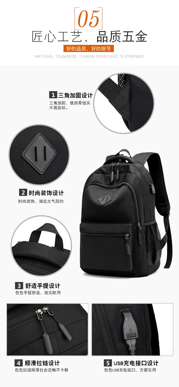 Men USB Charging Laptop Backpack Casual Design Women Waterproof Travel Backpack for Teenager Boy Fashion Girls School Bags