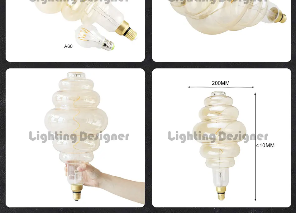 panal de miel Bombilla LED gigante de 4 W rosca Edison E27 LightingDesigner regulable 220/240 V