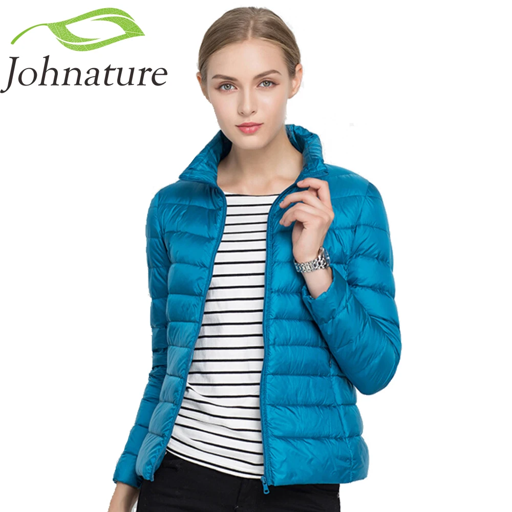 Johnature, новинка, Женское пальто, Осень-зима, 90% белый утиный пух, куртка, 16 цветов, теплый, тонкий, на молнии, модный светильник, пуховик, S-3XL