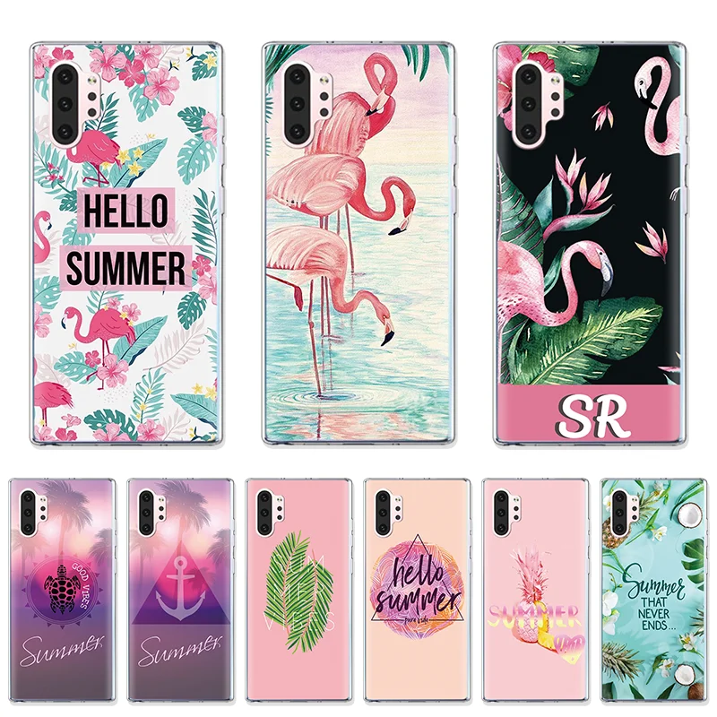 

Flamingo Shell For Samsung Galaxy A70 A50 A40 A30 A60 A20e For Samsung Galaxy Note 10 Pro Summer Flowers Patterned Silicon Cover