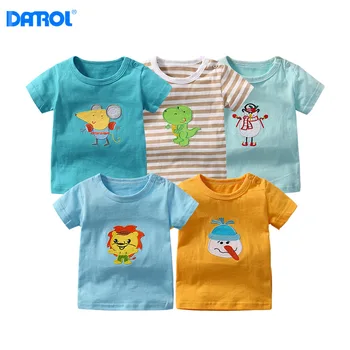 

DANROL baby boy girls cotton tshirt kids soft Short Sleeve T Shirts Summer Cartoon Tees Tops 5pieces/lot