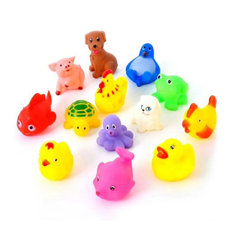 New Arrival Cute Lovely Mixed Colorful Can Float On Water And Sound Funny Bath Toys 13