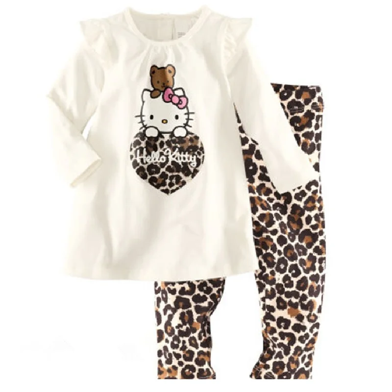 Leopard Girls Pajamas Set Fashion Baby Girls Clothes Suit Children