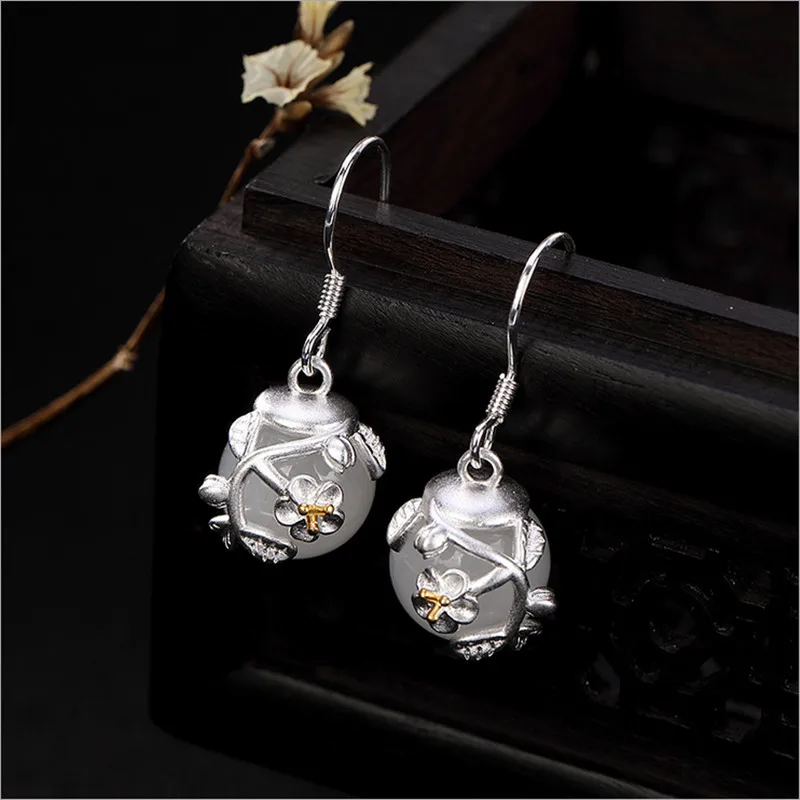 Серьги из серебра 925 пробы с цветами женские экзотические серьги ручной работы