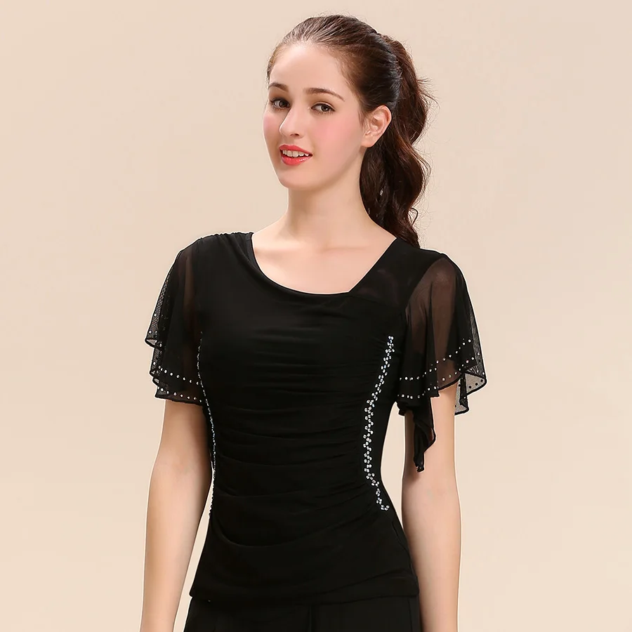 

Sexy Latin Dance Tops Lady Black High Quality Dancing Wear Women Ballroom Shirt Tango Samba Competitivel Clothes B-6533