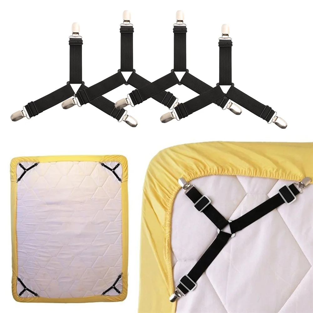 3 способ 6 сторон кровать зажимы для пакетов застежки матраса эластичные одеяла Захваты Регулируемая фиксация Нескользящие пряжки ремни