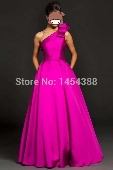 

Z228 A-Line One Shoulder Floor Length Elegant Women 2015 Spring Taffeta Designer Evening Dresses Formal Gown With Bow