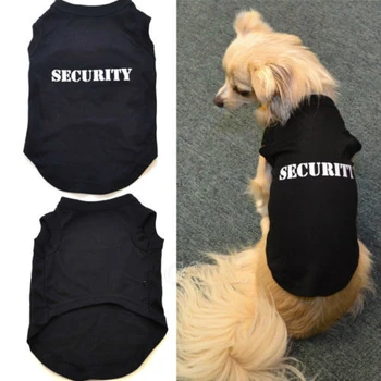 

2017 100% Cotton Summer Black Security Dog Vests Letter Casual Daily Dog Clothes Plus Size XS-3XL Fashion Cool Pet Shirts