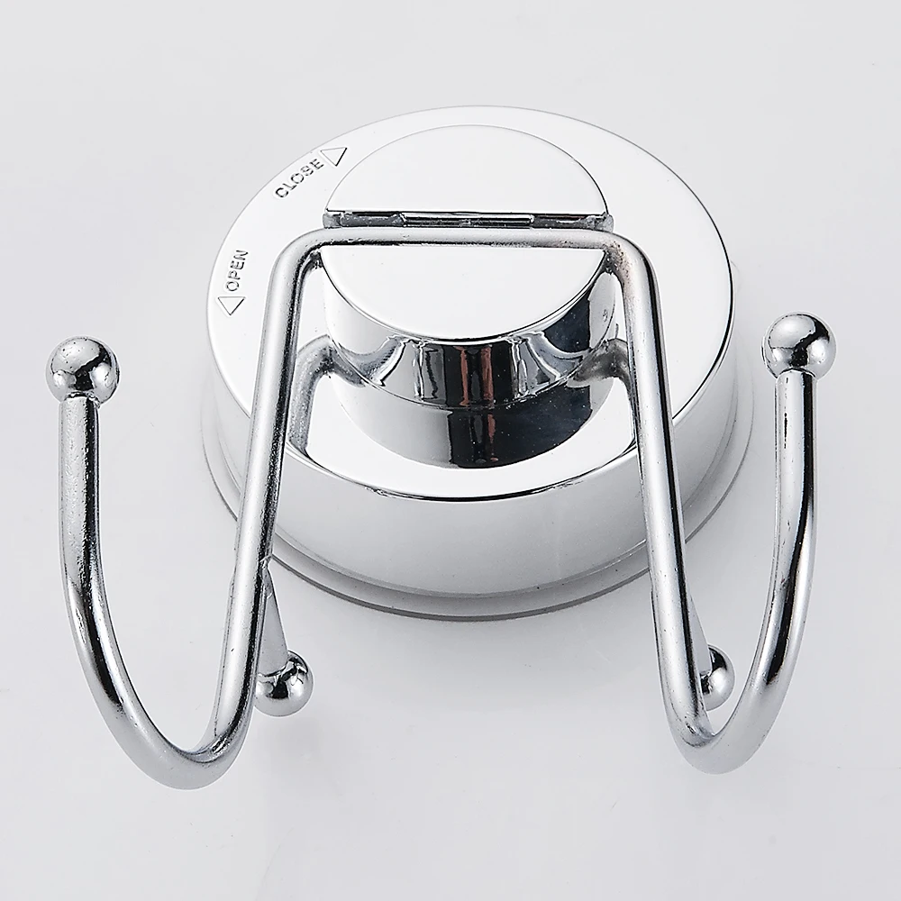 Double Hook Strong Vacuum Suction Cup Hanger Silver Bathroom Accessories
