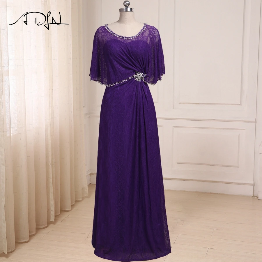 ADLN/фиолетовые кружевные платья для матери невесты с глубоким вырезом, длиной до пола, с широкой талией, платья для матери с молнией сзади
