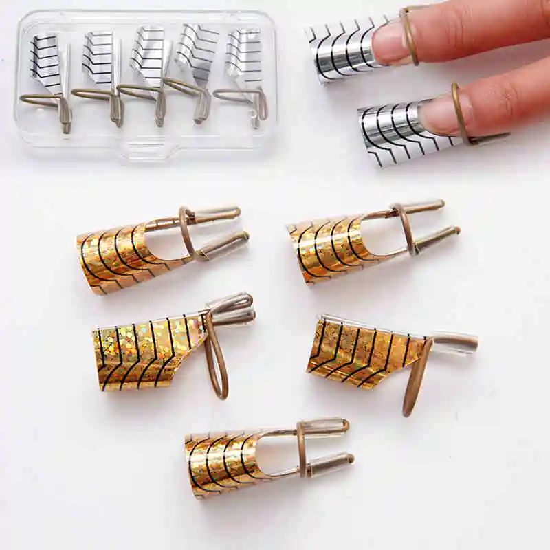 5 шт. формы для наращивания ногтей серебристые и золотистые|extension forms|nail toolsacrylic nail