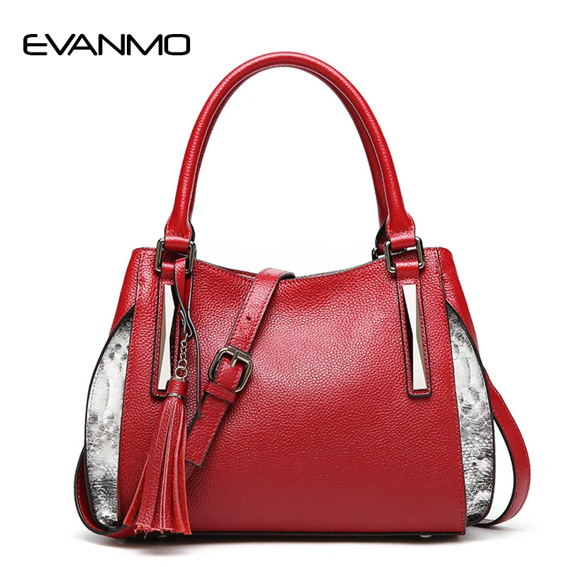 Style All match Genuine Leather Women Handbag Tassel High Quality