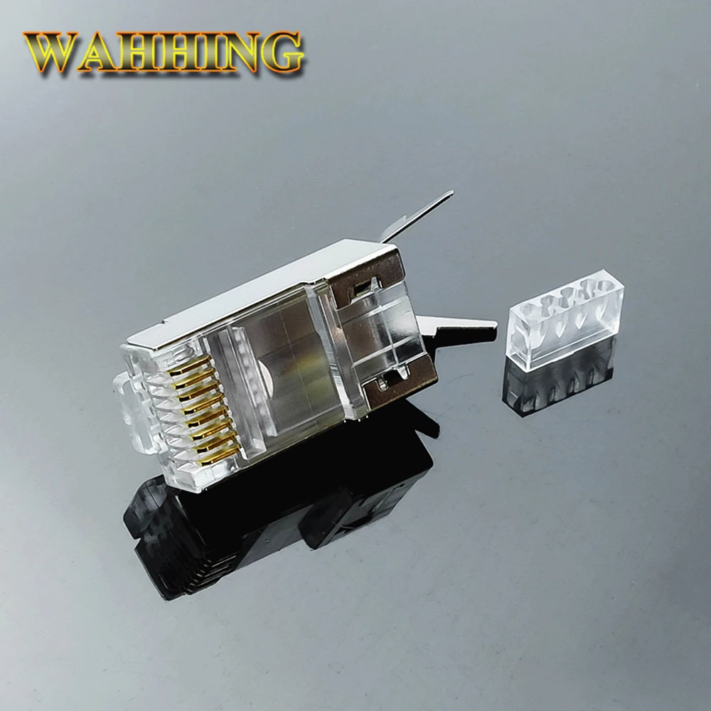 10/50/100x RJ45 Connector Cat6a Cat7 Shielded Network Connector RJ45 Plug 8p8c Terminal Split type for FTP Ethernet Cable HY1530
