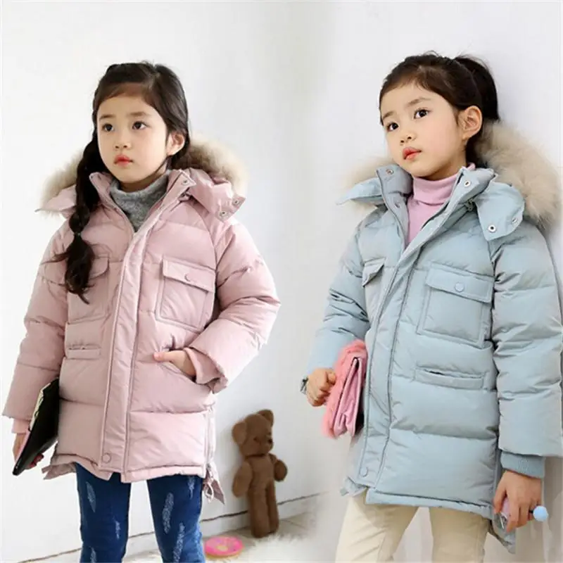 

Girls Down Coats Girl Winter Collar Hooded Outerwear Coat Children Down Jackets Childrens Thickening Jacket Cold Winter 3-13Y
