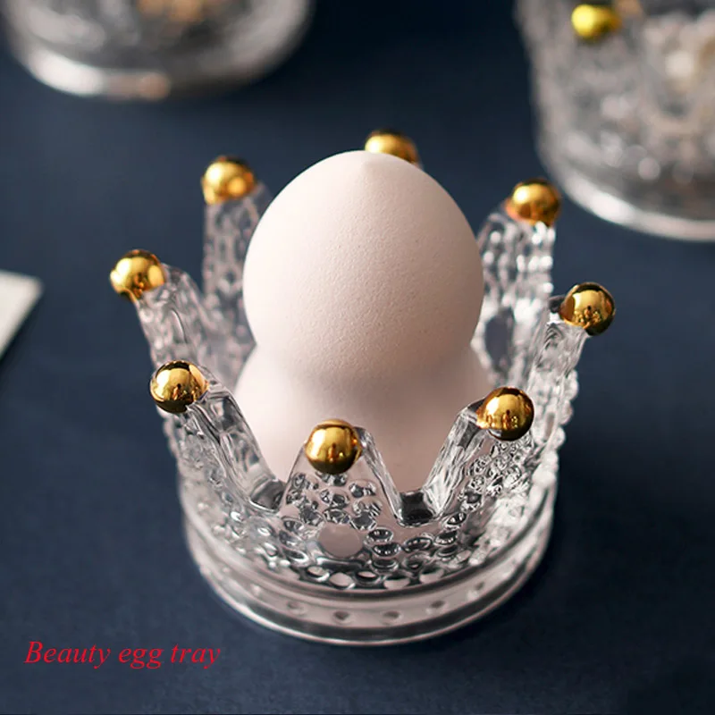 Оптовая продажа креативная стеклянная Корона подсвечник тисненое кольцо красота яйцо лоток положить косметическую Подставка под яйца
