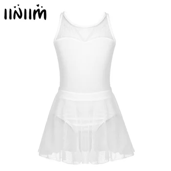 

iiniim Kids Girls Ballet Tutu Dancewear Splice Criss-cross Back Ballet Dance Gymnastics Leotard Turnpakje Bodysuit with Skirt