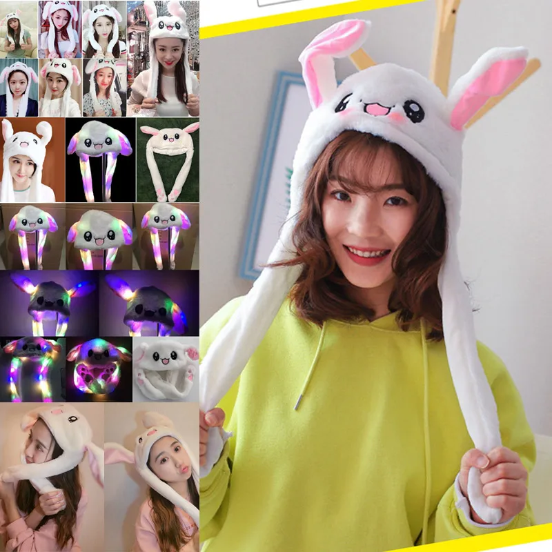 

2019 Rabbit Ear Hat Can Move Airbag Magnet Cap Plush Toy Gifts LF88