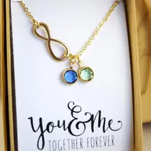 На заказ Бесконечность камень Шарм ожерелье для мам, подарок для мамы, ювелирные изделия, бабушка ожерелье День святого Валентина Детские подарки для душа