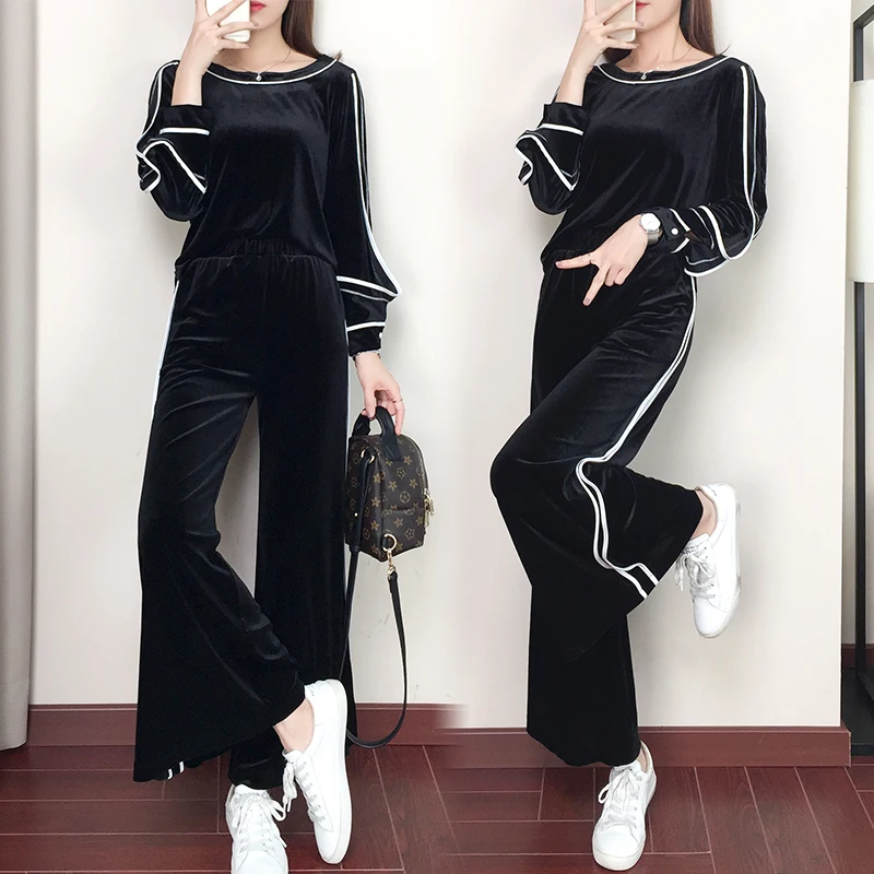 

Leisure Velvet Tracksuits 2 Piece Set Women Velour Tracksuit Thickened Conjunto Feminino Ensemble Femme Deux Pieces Woman Suit