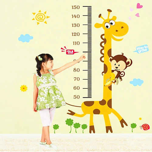 Cartoon giraffe children�s height measurement wallpaper