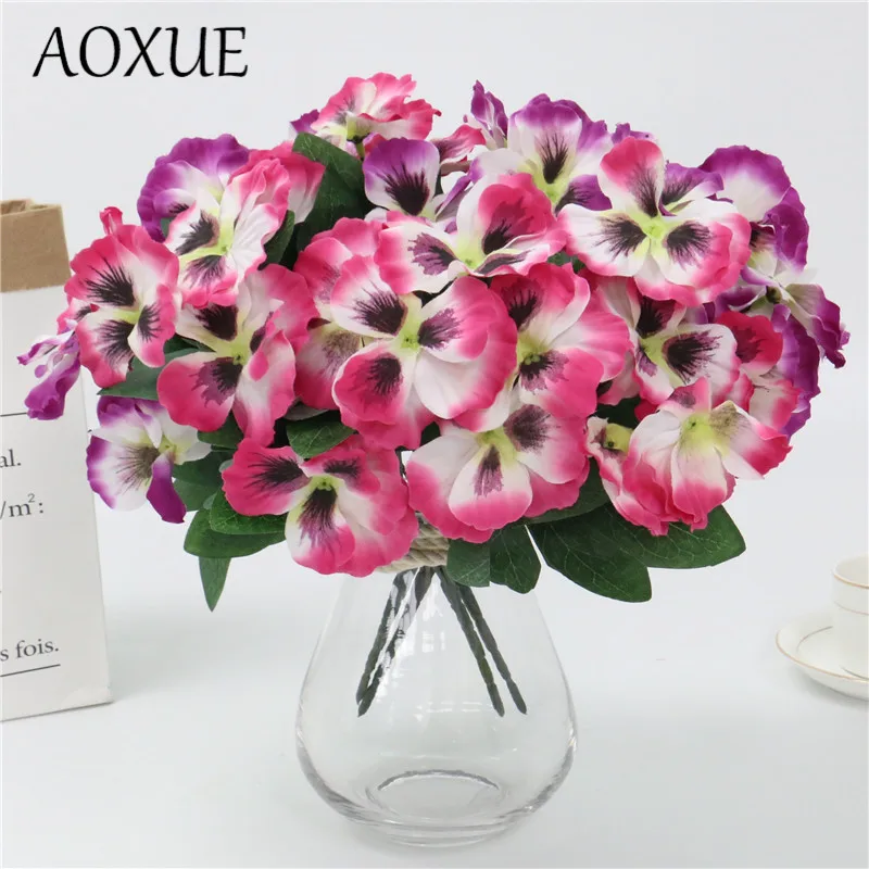 

Creative 1PC 5 branches pansy jin artificial bouquet silk flower for home living room wedding decoration simulation fake flowers
