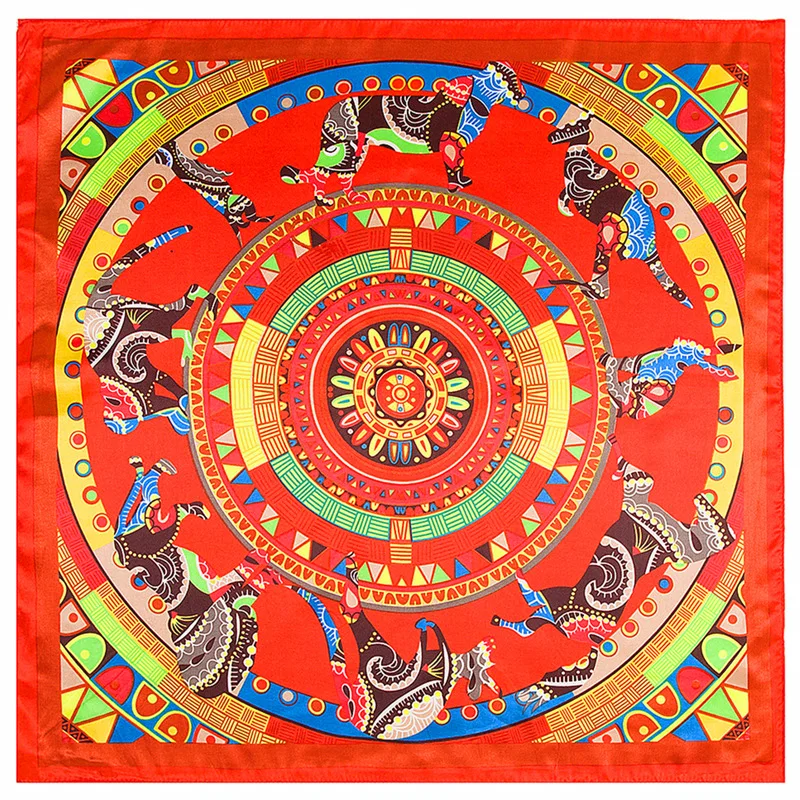 

Unisex 60*60 cm Bohemian Animal Silk Bandana Headwear Hair Band Scarf Neck Wrist Wrap Band Head Tie Square Scarf High Quality