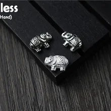 Uglyless Настоящее S925 стерлингового серебра слонов фурнитура для бусин ювелирных украшений Hand-Made милые разделитель в виде животного бисер Ретро тайский серебряный Серебряная фурнитура