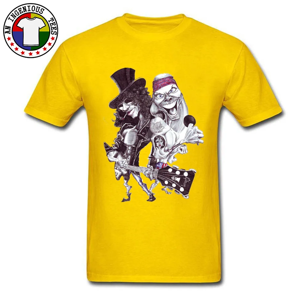 On Sale Man T Shirts O Neck Short Sleeve Pure Cotton Guns N Rose Cartoon Tops Shirts comfortable Tshirts Wholesale Guns N Rose Cartoon yellow
