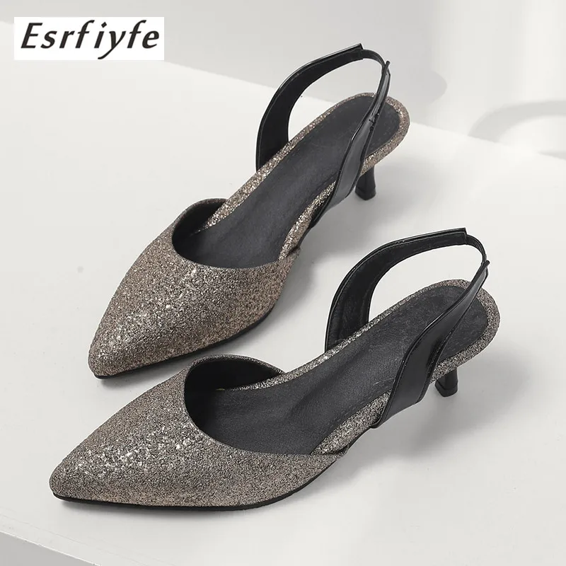 

ESRFIYFE 2019 New Large Size 34-46 Summer Women Sandals Women Pointed Toe High Heels Sandals Soncise Bling Ladies Gladiator