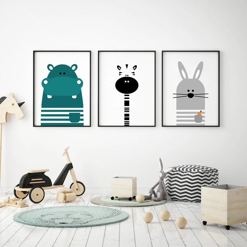 Popular frog decor for baby room Nursery Animal Print Cartoon Hippo Zebra Walrus Frog Wall Art Decor Penguin Bunny Koala Canvas Painting Baby Room Decorzebra Prints Aliexpress