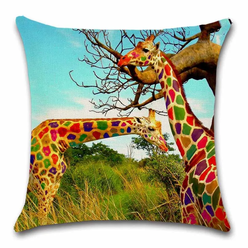 Африканские животные Жираф закат печатных наволочка украшения дома диван-кресло сиденье для украшения комнаты друг детский подарок чехлы для подушек