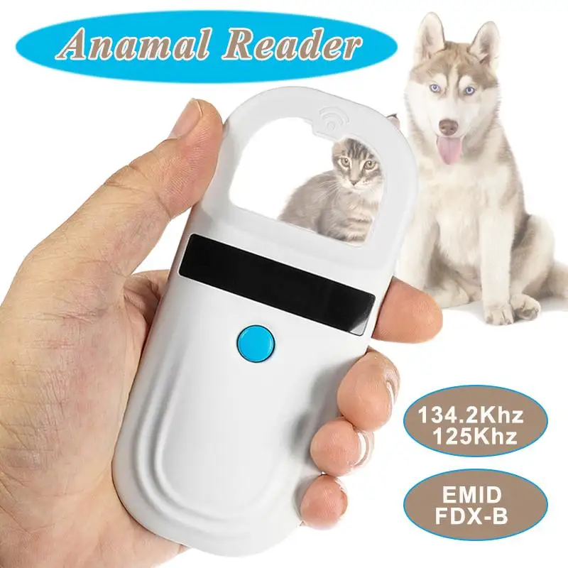 

Efficient ISO11785/84 FDX-B Pet microchip Scanner Animal RFID Tag Reader dog reader Handheld RFID Reader with Animal Chip