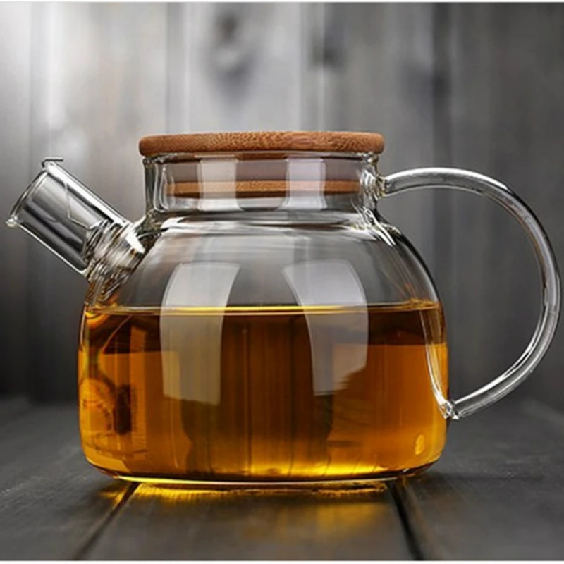 Прозрачный стеклянный чайник большой емкости 1000ml01800ml термостойкий фильтр